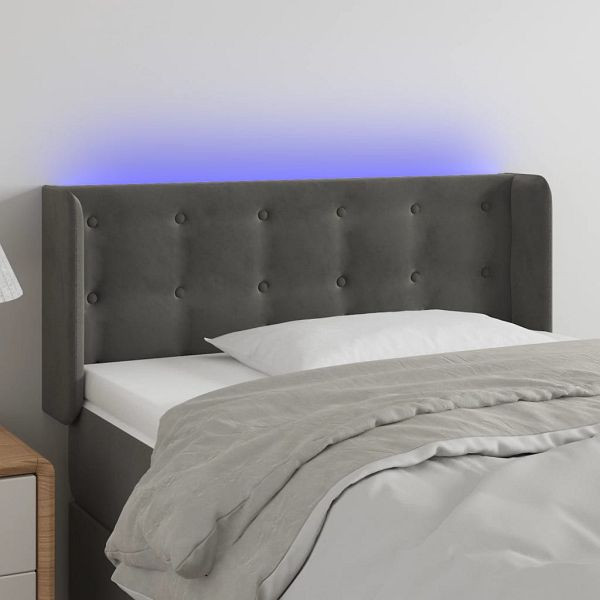 vidaXL LED Kopfteil Dunkelgrau 93x16x78/88 cm Samt, 3123707
