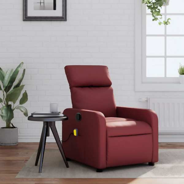 vidaXL Massagesessel Weinrot Kunstleder, Füllung: Schaumstoff, 374194