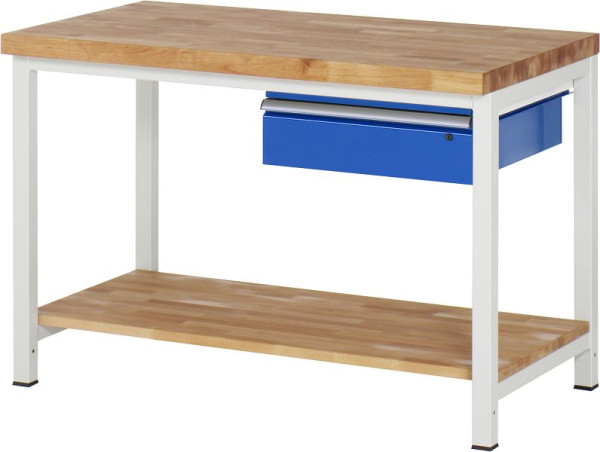 RAU Werkbank Serie 8000 - Gestell-Bauweise (Schweißgestell), 1x Schublade, 1250x840x700 mm, 03-8001A7-127B4S.11