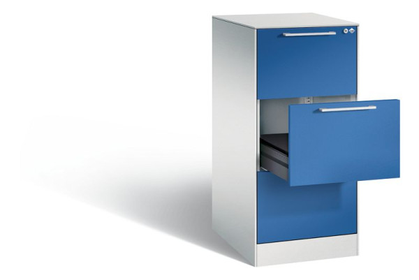 C+P Karteischrank Asisto, H1010xB440xT600mm, Farbe: Lichtgrau / Enzianblau, Bügelgriff, 146245-321 S10028