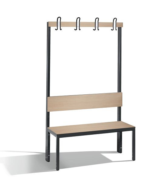 C+P Garderobenbank mit Rückenlehne, Basic Plus, H1650xB1000xT407mm, 8060-100 S10002