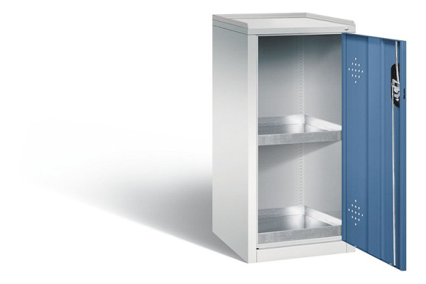 C+P Umweltschrank Acurado, H1000xB502xT500mm, Farbe: Lichtgrau / Fernblau, Muldengriff, 8721-315 S10161
