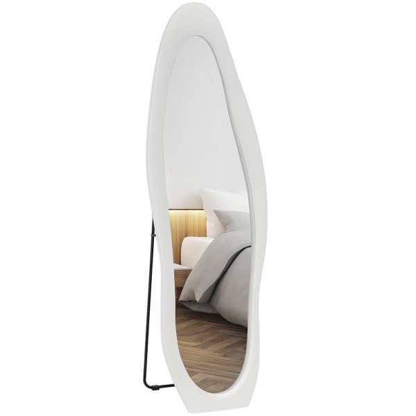 HOMCOM Ganzkörperspiegel, wellige Form, 160 x 50 cm, freistehend, samtartiger Rahmenbezug, 831-860V80WT