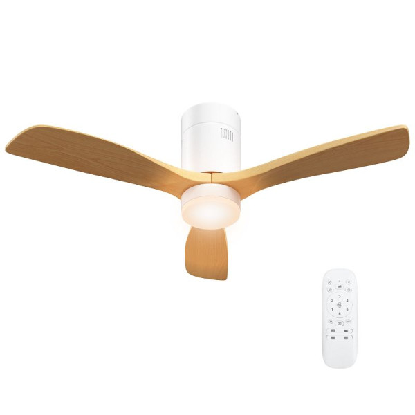 HOMCOM Deckenventilator mit LED-Licht, 6 Geschwindigkeiten, Fernbedienung, Hellbraun, B31-516V00ND