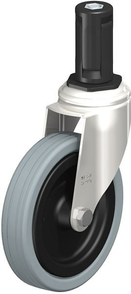 Blickle LKRXA-VPA 125G-11-EXR14 Edelstahl-Apparate-Lenkrolle mit Expander, Vollgummi, Grau, 853285