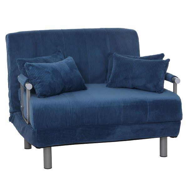 Mendler Schlafsessel HWC-K29, Klappsessel Schlafsofa Gästebett, Liegefläche 190x100cm, Stoff Cord (330g/m²), blau, 108706
