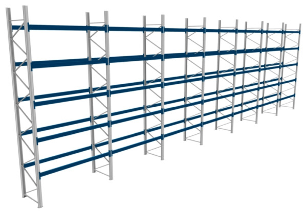 BITO Palettenregal P4 6005x1100x19900 Komplettregal, 5E, 800 RAL5010 U, 56487