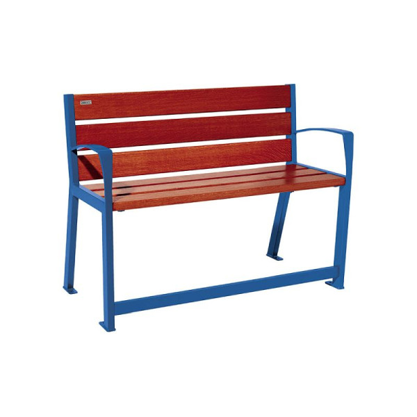 STEIN HGS PROCITY® Bank Silaos® für Senioren Holz & Stahl / 1200mm und 1800 mm, Mahagoni, RAL 5010, 1200 mm, 78367.0005