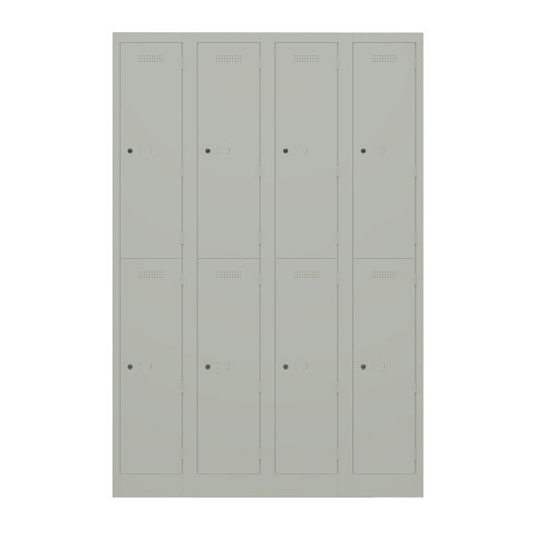 Bisley Garderobenschrank Primary Locker, 4 Abteile, je 2 Fächer, 673 gänsegrau, PL3050Q2673