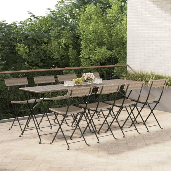 vidaXL Bistrostühle 8 Stück Klappbar Grau Poly Rattan und Stahl, 3152120
