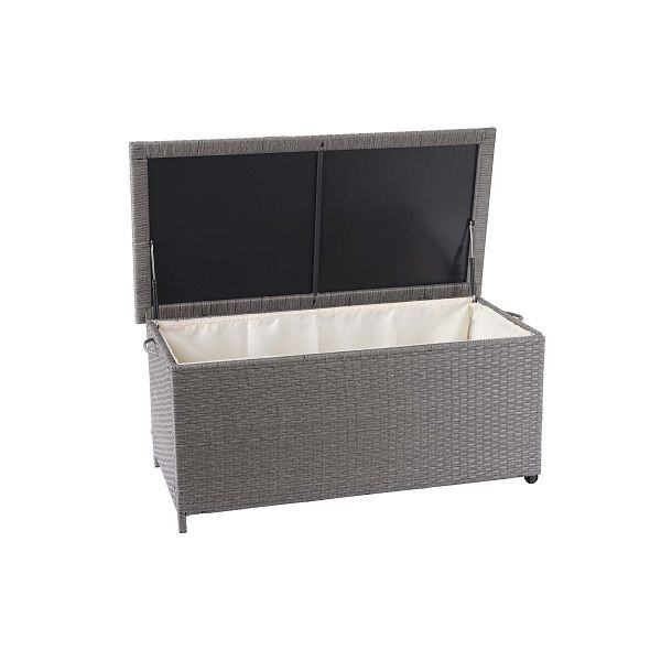 Mendler Poly-Rattan Kissenbox HWC-D88, Gartentruhe Auflagenbox Truhe, Premium grau, 51x100x50cm 170l, 64592