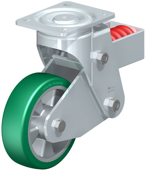 Blickle LHF-ALST 160K Stahlblech-Lenkrolle, Schwerlast-Ausführung, mit Stahlfeder, Blickle Softhane®, Grün, 677930