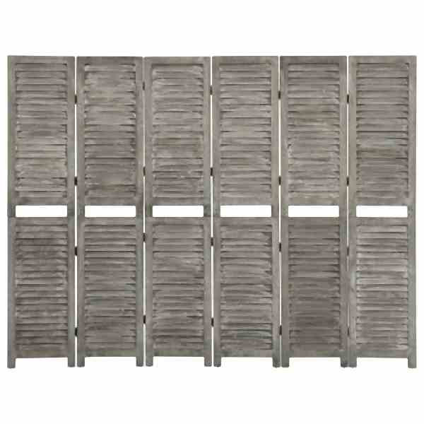 vidaXL 6-tlg. Raumteiler Grau 214x166 cm Massivholz, 338577