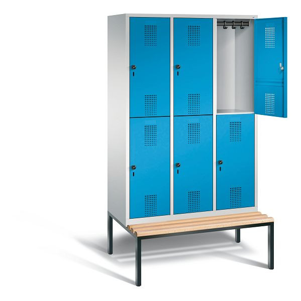 C+P Spind doppelstöckig Evolo, H2090xB1200xT815mm, Farbe: Lichtgrau / Lichtblau, 48350-32 S10048