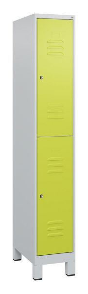 C+P Doppelstöckiger Spind Classic PLUS, Füße, 1800x300x500mm, 7035/0024, Zylinderschlösser, 0803107-10 S10025