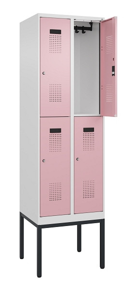 C+P Doppelstock-Spind Evolo PLUS, Gestell, 4 Fächer, 2120x600x500mm, 9016/3015, Zylinderschloss, 0493307-20 S10045