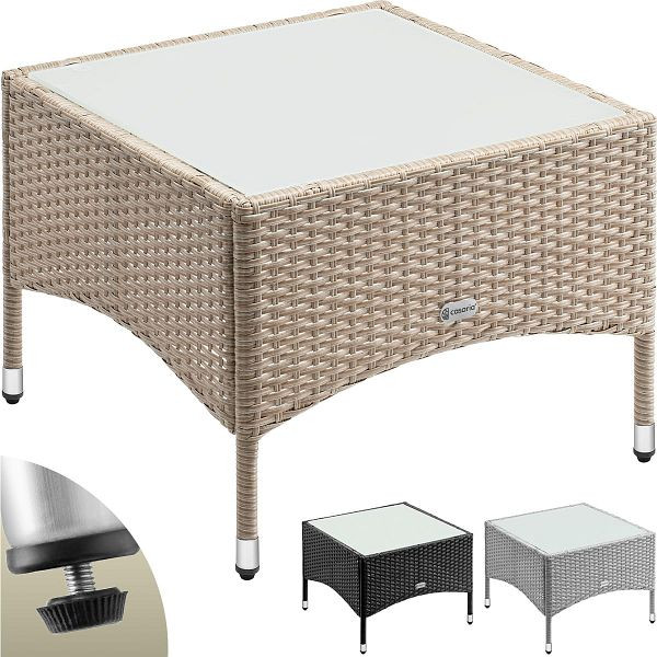 casaria Polyrattan Beistelltisch Grau-Beige 58x58x42cm, 108637