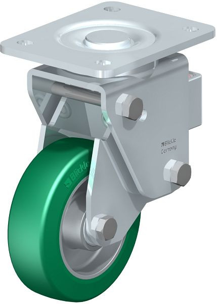 Blickle LHF-ALST 125K-3 Stahlblech-Lenkrolle, Schwerlast-Ausführung, mit Stahlfeder, Blickle Softhane®, Grün, 755360
