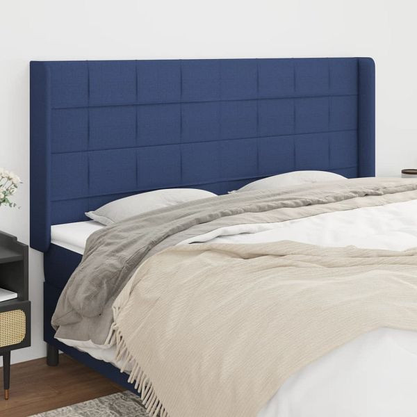 vidaXL Kopfteil mit Ohren Blau 203x16x118/128 cm Stoff, 3119608