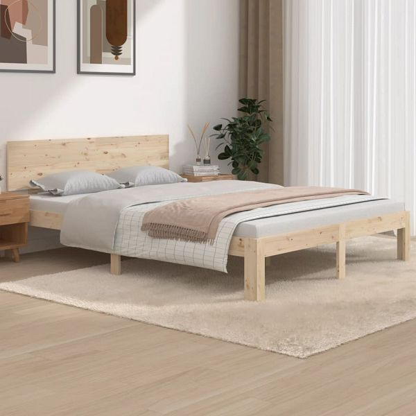 vidaXL Massivholzbett Kiefer 140x190 cm, Material des Bettgestells: Massives Kiefernholz (unbehandelt), 810475