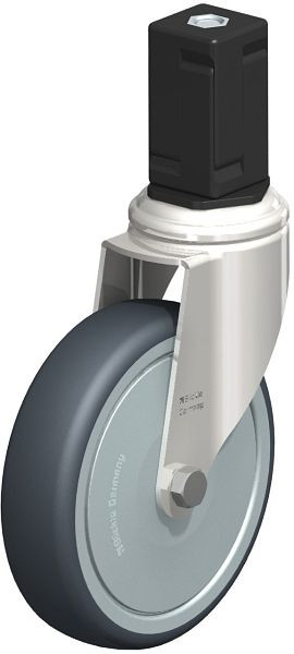 Blickle LKRXA-TPA 126KD-11-FK-EXV17 Edelstahl-Apparate-Lenkrolle mit Expander, Thermoplastisches Gummi-Elastomer, Grau, 853215