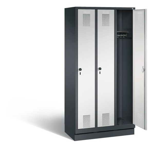 C+P Garderobenschrank Evolo, H1800xB900xT500mm, Farbe: Schwarzgrau / Lichtgrau, 48020-30 S10007