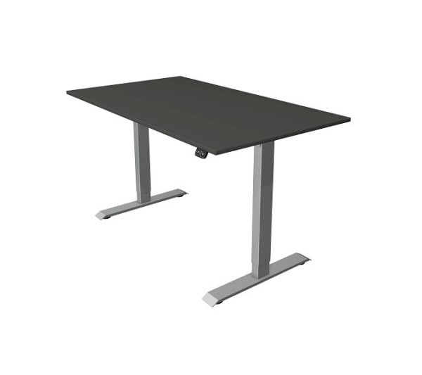 Kerkmann Sitz-/Stehtisch Move 1 weiß/silber, B 1400 x T 800 mm, elektrisch verstellbar von 740-1230 mm, T-Fuß silberfarbig, anthrazit, Montage, 10229813-1