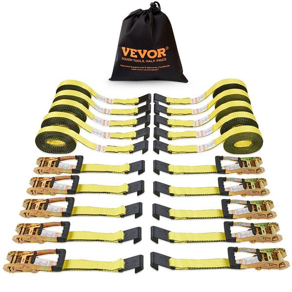 VEVOR 10er-Pack Spanngurte mit Ratsche, 10.000 lbs, 2" x 30', strapazierfähig für Fracht, PGJLDPG2X30107B63V0