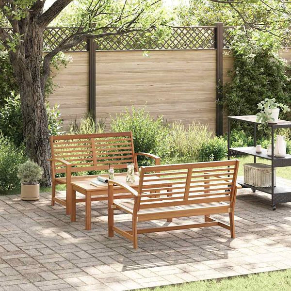 vidaXL Garten-Sofa-Set 3-teilig Natur Teak-Massivholz, 3356855