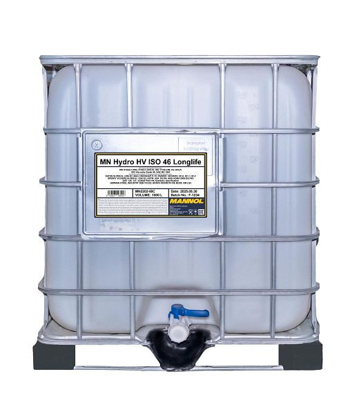 MANNOL Paraffin-Hydrauliköl 2202 Hydro HV ISO 46 LONGLIFE, VE: 1000 l, MN2202-IBC