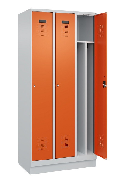 C+P Spind Evolo PLUS, mit Sockel, 3 Abteile, 1950x900x500mm, 7035/2004, Verschluss Zylinderschloss, 049020-30F S10029
