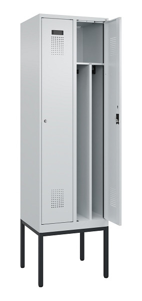 C+P Spind Evolo PLUS, Gestell, 2 Abteile, 2120x600x500mm, 7035/7035, Verschluss Zylinderschloss, 0490307-20F S10040