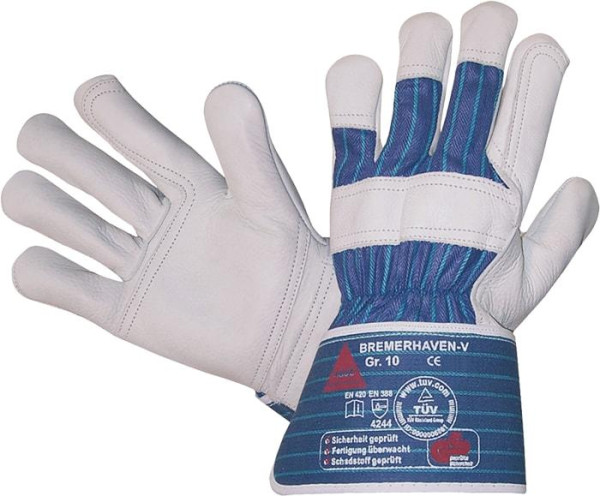 Hase Safety BREMERHAVEN-V, 5-Fg.-Sicherheitshandschuhe aus Vollleder, Größe: 12, VE: 12 Paar, 291200-12