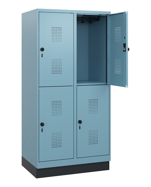C+P Doppelstöckiger Spind Evolo PLUS, Sockel, 4 Fächer, 1630x800x500mm, 0010/001, Drehriegel, 0493205-22 S10025
