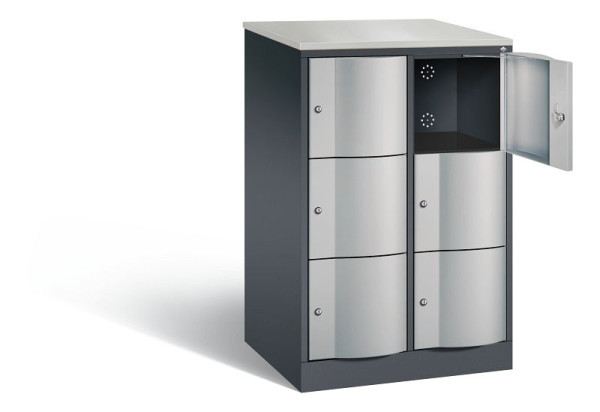 C+P XL-Schließfachschrank Resisto, H1255xB772xT640mm, Farbe: Schwarzgrau / Weißaluminium, 8573-273 S10111
