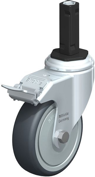 Blickle LKRA-TPA 101K-11-FI-FK-EV12 Apparate-Lenkrolle mit Expander & Feststeller, Thermoplastisches Gummi-Elastomer, Grau, 847871