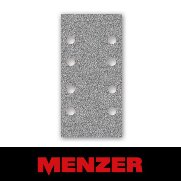 Menzer Klett-Schleifbogen, 93 x 180 mm, 8 Loch, Korn 240, Halbedelkorund mit Stearat-Beschichtung, VE: 50, 252045240