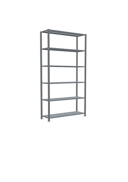 Schulte Grundregal, Steckregal MULTIplus250, 2500 x 1300 x 400 mm, 6 Fachböden, Kreuzstrebe, verzinkt, 12941-130