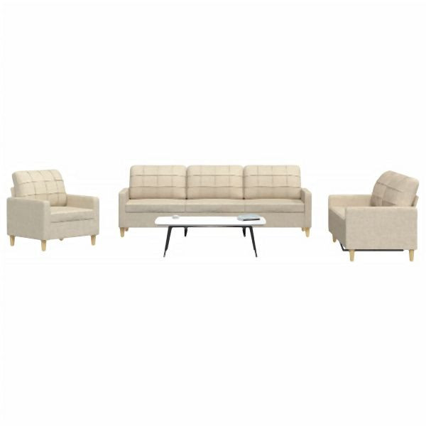 vidaXL 3-tlg. Sofagarnitur Creme Stoff, Platz zum Plaudern, 3278289