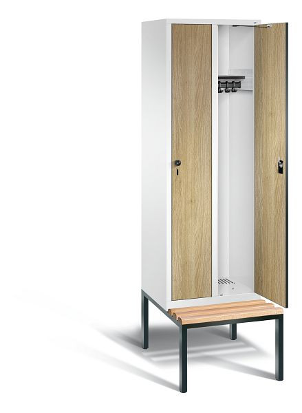 C+P Garderobenschrank Evolo, H2090xB610xT815mm, Farbe: Verkehrsweiß / Dekor Eiche Sereno, 48050-20 S10393