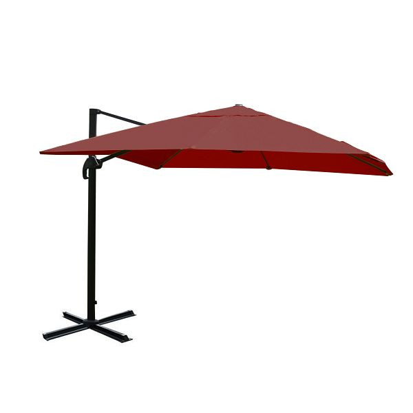 Mendler Gastronomie-Ampelschirm HWC-A96, Sonnenschirm, 3x4m (Ø5m) Polyester/Alu 26kg, bordeaux ohne Ständer, drehbar, 134331+122472