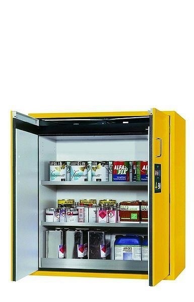 asecos Sicherheitsschrank S-PEGASUS-90, S90.129.120.WDAC in sicherheitsgelb RAL 1004 mit 2x Fachboden (Edelstahl), 30123-002-30160