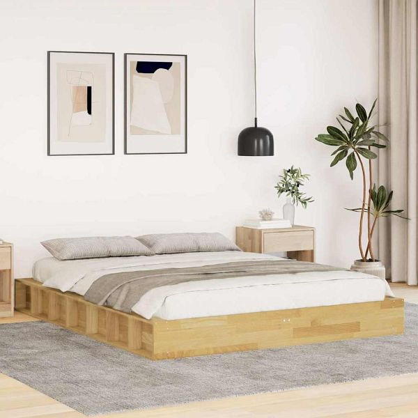 vidaXL Massivholzbett ohne Matratze 135x190 cm Eichenholz, 3324131