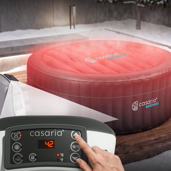 casaria Whirlpool aufblasbar Schwarz rund 4 Personen 20-42°C winterfest, 997805