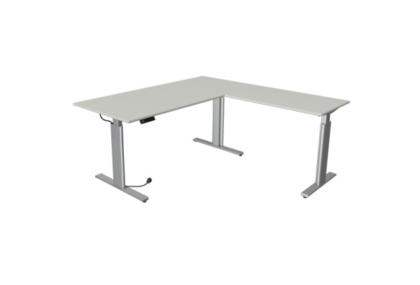 Kerkmann Sitz-/Stehtisch Move 3 silber B 2000 x T 1000 mm mit Anbauelement 1000 x 600 mm, lichtgrau, (Montage), 10234111-1