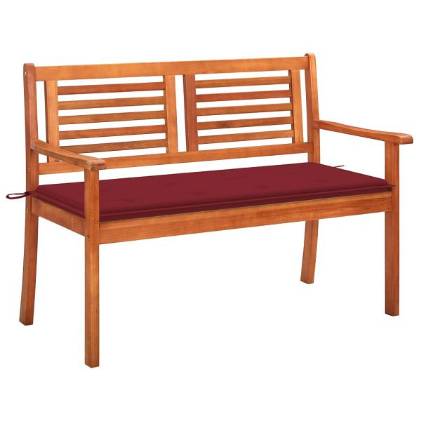 vidaXL 2-Sitzer-Gartenbank mit Auflage 120 cm Massivholz Eukalyptus, 3060978