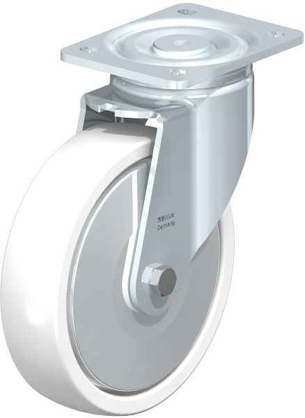 Blickle LH-SPO 201K-FA Stahlblech-Lenkrolle, Schwerlast-Ausführung, mit Anschraubplatte, Polyamid, Weiß, 342923