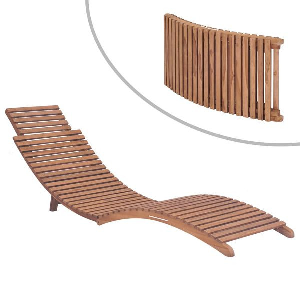 vidaXL Sonnenliege Klappbar Massivholz Teak, Material: Fein geschliffenes Teak-Hartholz mit wasserbasiertem Finish, 44666