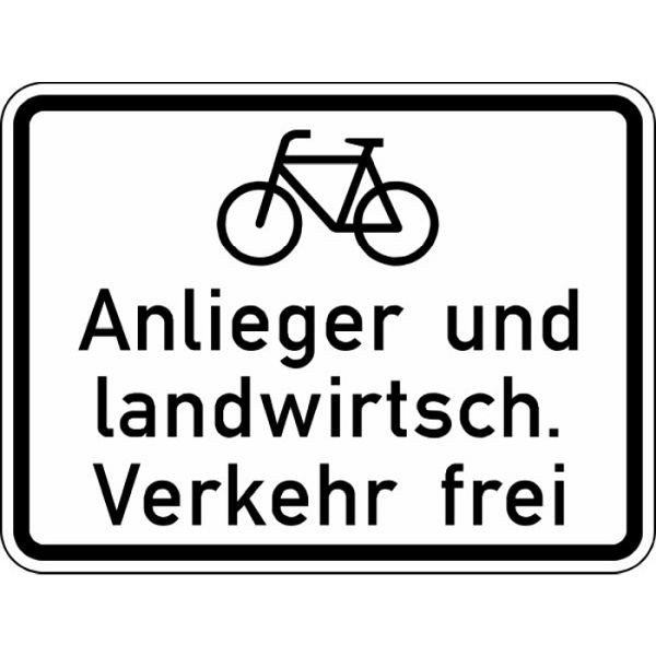 Stein HGS Radfahrer, Anlieger und landwirtschaftlicher Verkehr frei Nr. 2212, 450x600mm /RA2/Alform, 2212-222