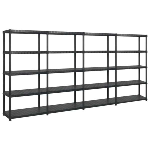 vidaXL Lagerregal mit 5 Böden Schwarz 366x45,7x185 cm Kunststoff, 3059862